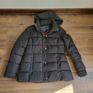 Tommy Hilfiger Black Quilted Hooded Puffer Jacket